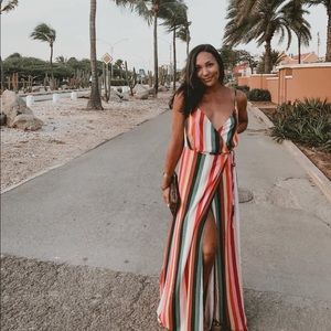 Lulus striped wrap maxi dress